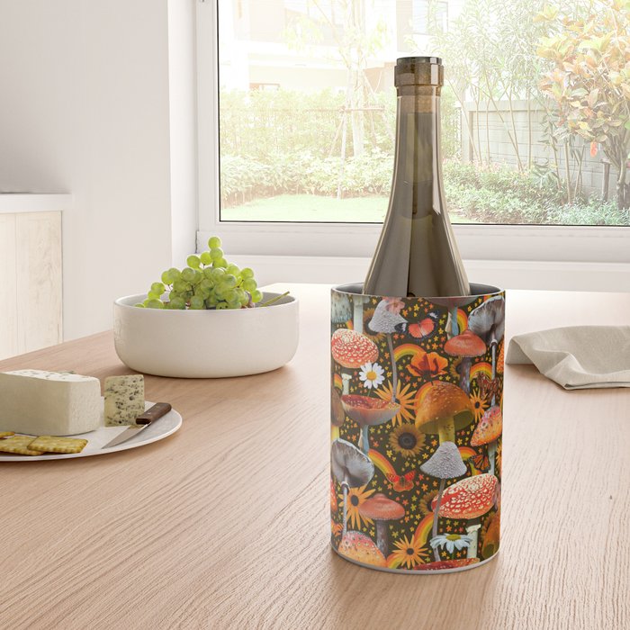 Mushroom Collage Print in Green Wine Chiller Gallery Image 4