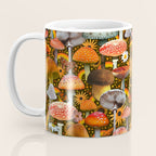 Mushroom Collage Print in Green Coffee Mug Gallery Image 3
