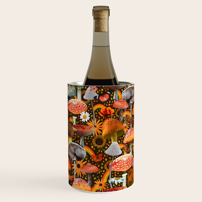 Mushroom Collage Print in Green Wine Chiller Gallery Image 1