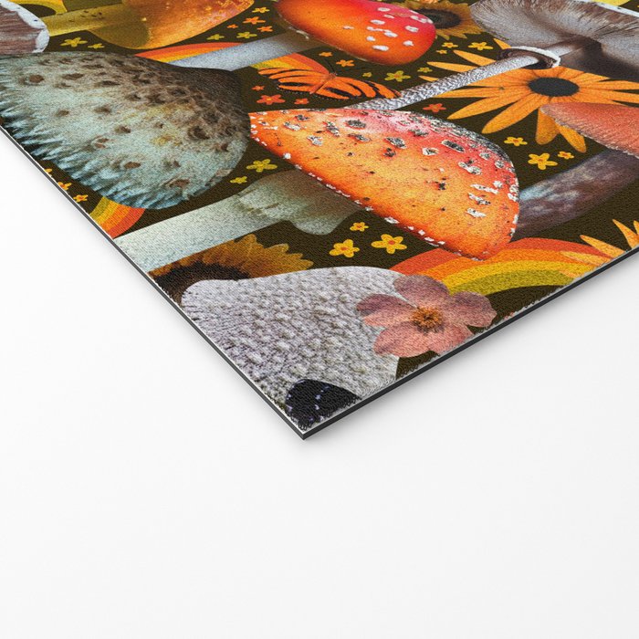 Mushroom Collage Print in Green Welcome Mat Gallery Image 2