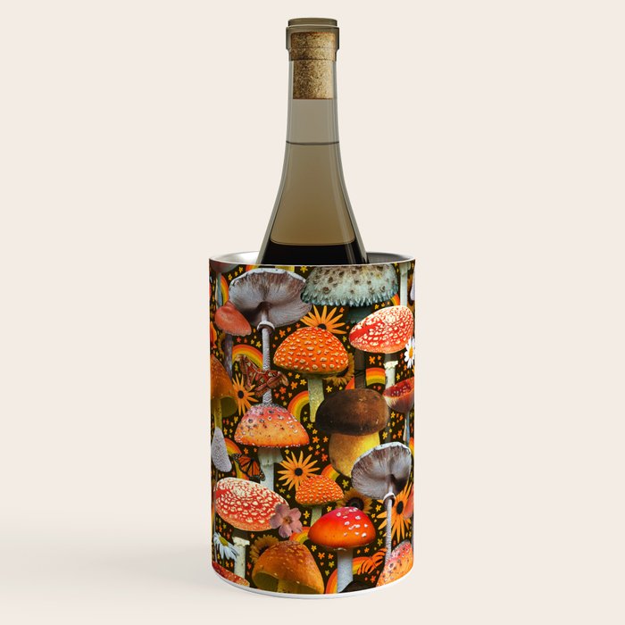 Mushroom Collage Print in Green Wine Chiller Gallery Image 3