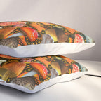 Mushroom Collage Print in Green Pillow Sham Gallery Image 3