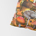 Mushroom Collage Print in Green Pillow Sham Gallery Image 4