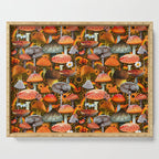 Mushroom Collage Print in Green Serving Tray Gallery Image 1