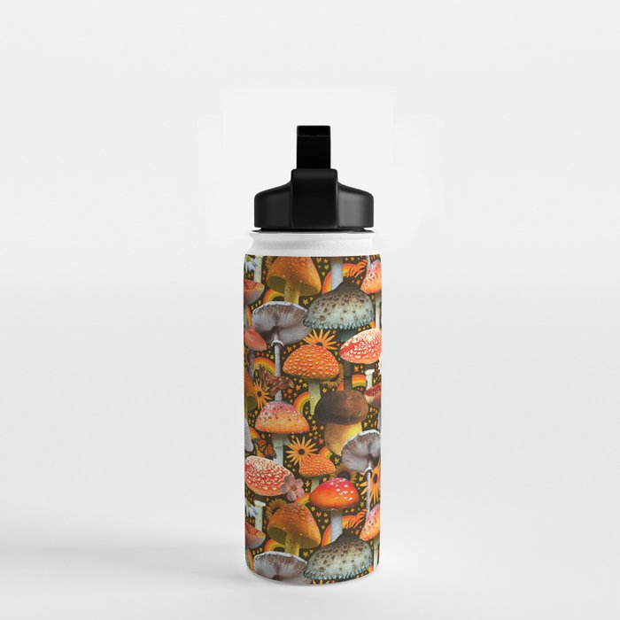Mushroom Collage Print in Green Water Bottle Gallery Image 2
