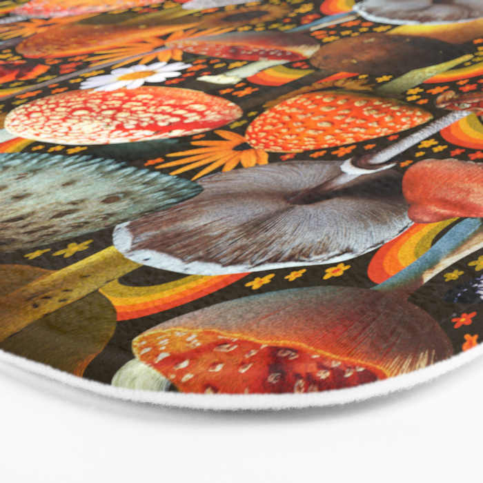 Mushroom Collage Print in Green Bath Mat Gallery Image 3