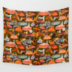 Mushroom Collage Print in Green Wall Tapestry Gallery Image 4