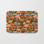 Mushroom Collage Print in Green Bath Mat Gallery Image 1