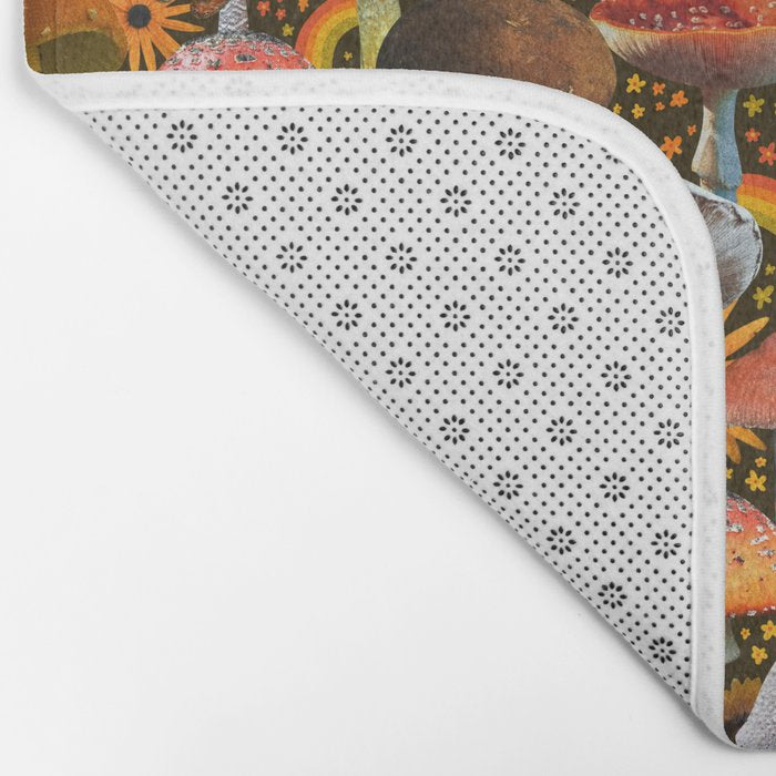 Mushroom Collage Print in Green Bath Mat Gallery Image 2