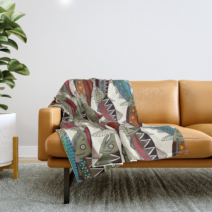Alaskan salmon pearl Throw Blanket Gallery Image 1