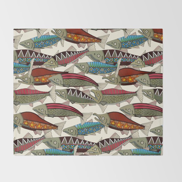Alaskan salmon pearl Throw Blanket Gallery Image 2