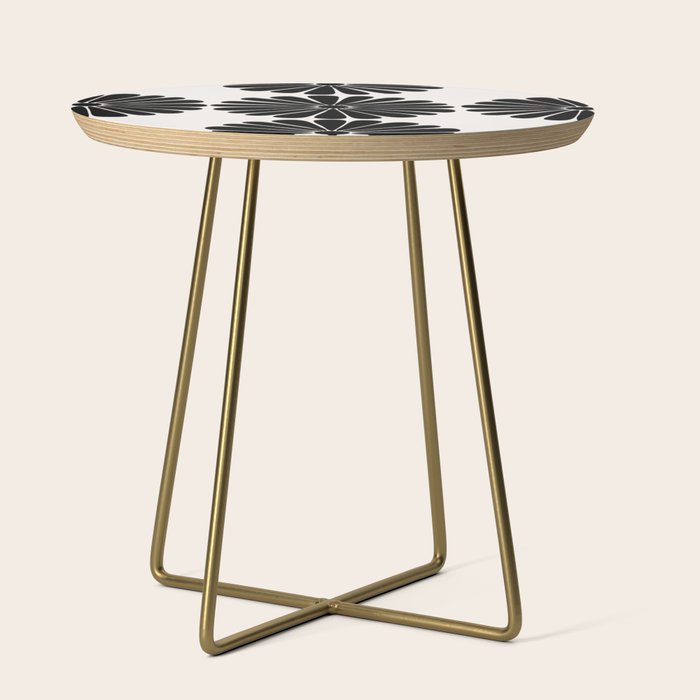 Retro Daisy Abstract I Black and White Bold Floral Side Table Gallery Image 1