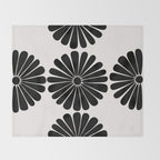 Retro Daisy Abstract I Black and White Bold Floral Throw Blanket Gallery Image 2