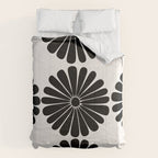 Retro Daisy Abstract I Black and White Bold Floral Comforter Gallery Image 6