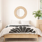 Retro Daisy Abstract I Black and White Bold Floral Duvet Cover Gallery Image 3