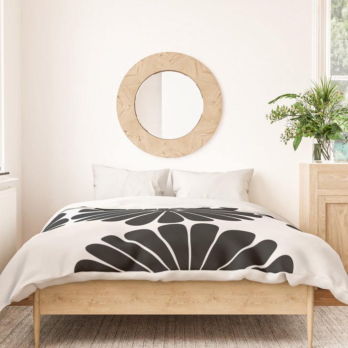 Retro Daisy Abstract I Black and White Bold Floral Duvet Cover Gallery Image 3