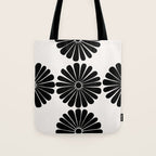 Retro Daisy Abstract I Black and White Bold Floral Tote Bag Gallery Image 1