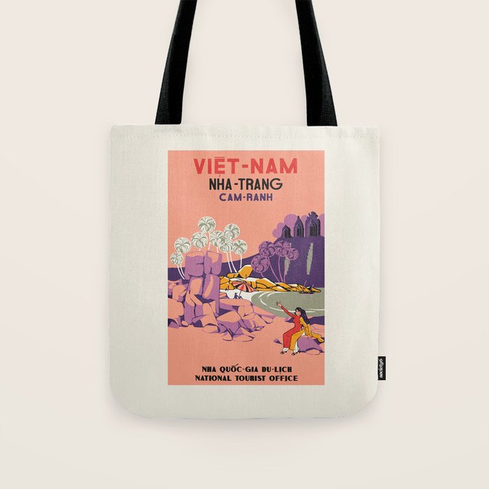 Vietnam Vintage Travel Poster,  1950s Tote Bag Gallery Image 1