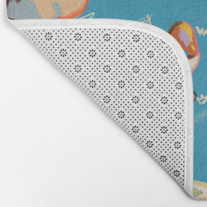 BREAKFAST IN THE GARDEN WITH SUNFLOWERS AND CROISSANTS Bath Mat Gallery Image 2