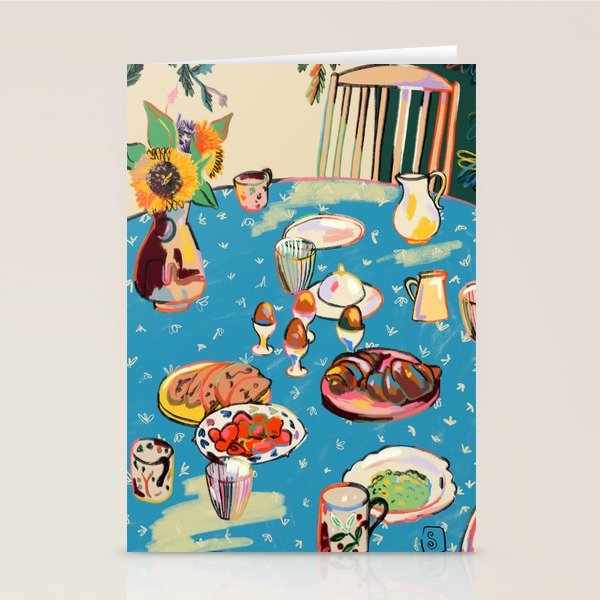 BREAKFAST IN THE GARDEN WITH SUNFLOWERS AND CROISSANTS Stationery Card Gallery Image 2