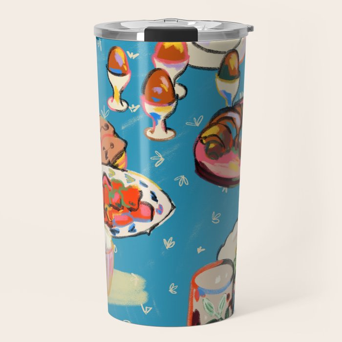 BREAKFAST IN THE GARDEN WITH SUNFLOWERS AND CROISSANTS Travel Mug Gallery Image 1