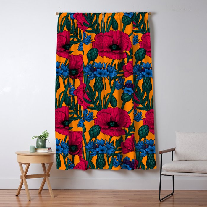 Red poppies and blue cornflowers Window Curtain Gallery Image 5