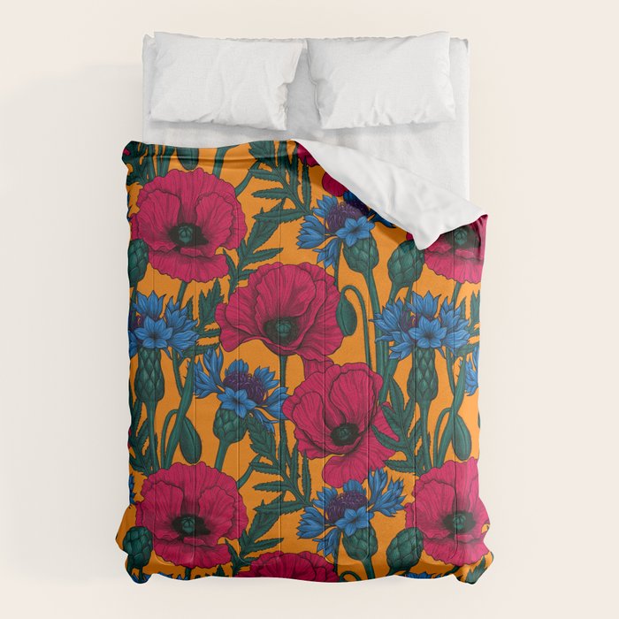 Red poppies and blue cornflowers Comforter Gallery Image 1