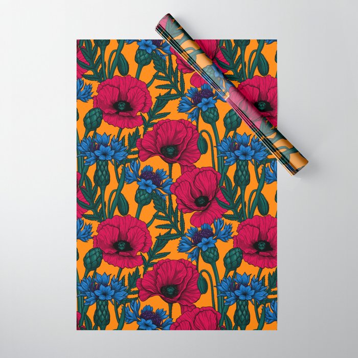Red poppies and blue cornflowers Wrapping Paper Gallery Image 1