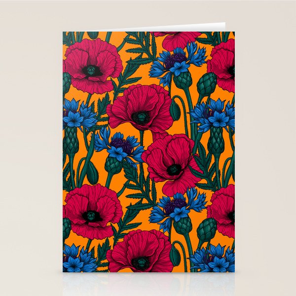 Red poppies and blue cornflowers Stationery Card Gallery Image 1