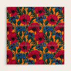 Red poppies and blue cornflowers Wood Wall Art Gallery Image 1