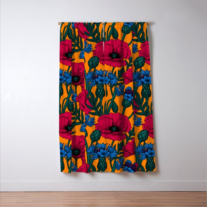 Red poppies and blue cornflowers Window Curtain Gallery Image 3