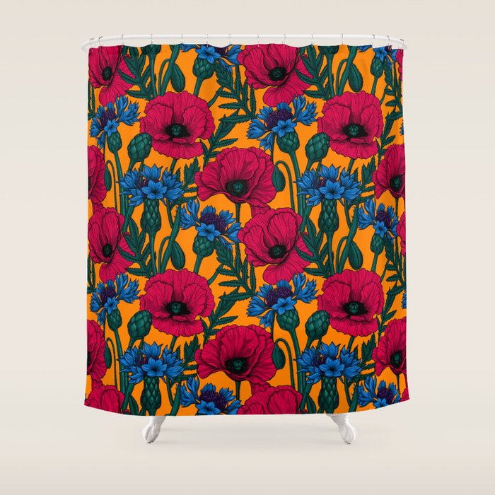 Red poppies and blue cornflowers Shower Curtain Gallery Image 1