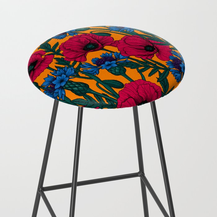 Red poppies and blue cornflowers Stool Gallery Image 2