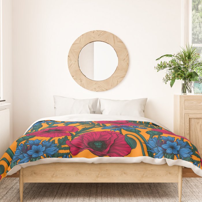 Red poppies and blue cornflowers Duvet Cover Gallery Image 3