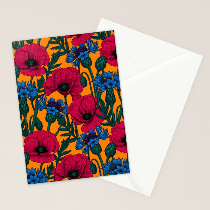 Red poppies and blue cornflowers Stationery Card Gallery Image 2