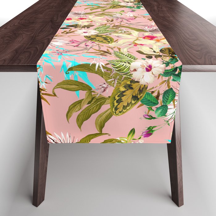 Gardenia | Vintage Botanical Nature Pattern | Blush Boho Plants Garden Floral Table Runner Gallery Image 1