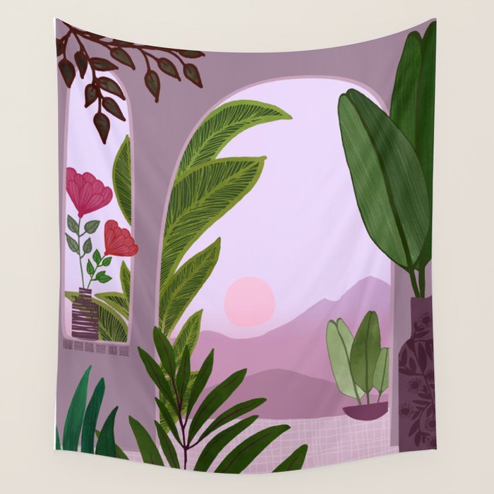 Tropical Morning Sunrise Landscape Wall Tapestry Gallery Image 4
