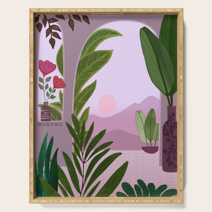 Tropical Morning Sunrise Landscape Serving Tray Gallery Image 1