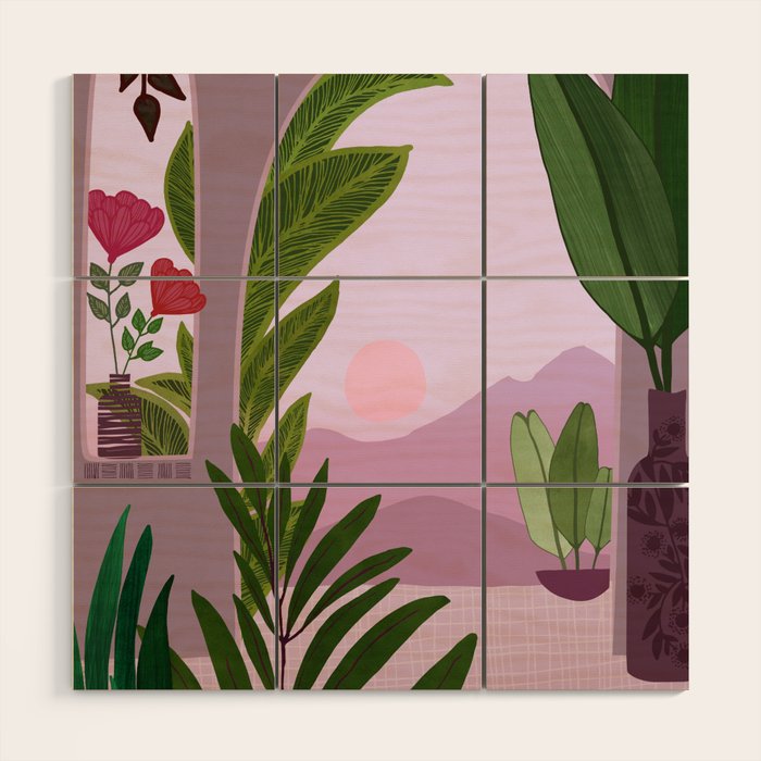 Tropical Morning Sunrise Landscape Wood Wall Art Gallery Image 1