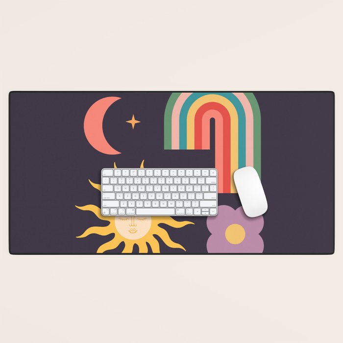 Minimal geometric abstraction Rainbow, Flower, Sun and Moon  Desk Mat Gallery Image 1
