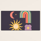 Minimal geometric abstraction Rainbow, Flower, Sun and Moon  Desk Mat Gallery Image 3