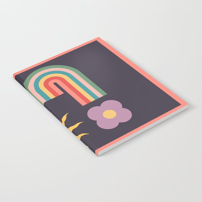 Minimal geometric abstraction Rainbow, Flower, Sun and Moon  Notebook Gallery Image 1