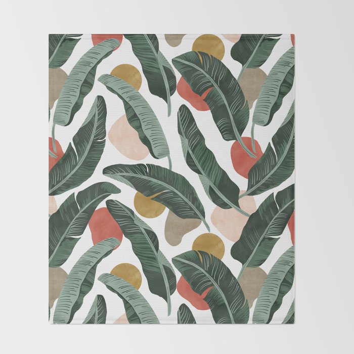 Modern banana leaf Throw Blanket Gallery Image 2