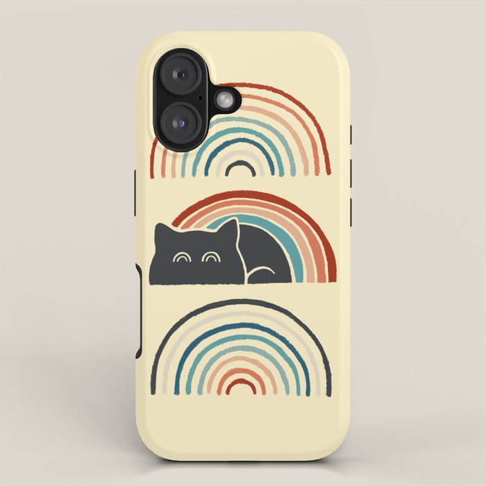 Abstraction minimal cat 8d rainbow meow iPhone Case