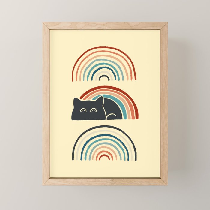 Abstraction minimal cat 8d rainbow meow Mini Art Print Gallery Image 1