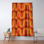 70s Retro Vintage Style Geometric Pattern Autumn Brown Orange and Yellow Window Curtain Gallery Image 5