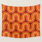 70s Retro Vintage Style Geometric Pattern Autumn Brown Orange and Yellow Wall Tapestry Gallery Image 4