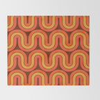 70s Retro Vintage Style Geometric Pattern Autumn Brown Orange and Yellow Throw Blanket Gallery Image 2