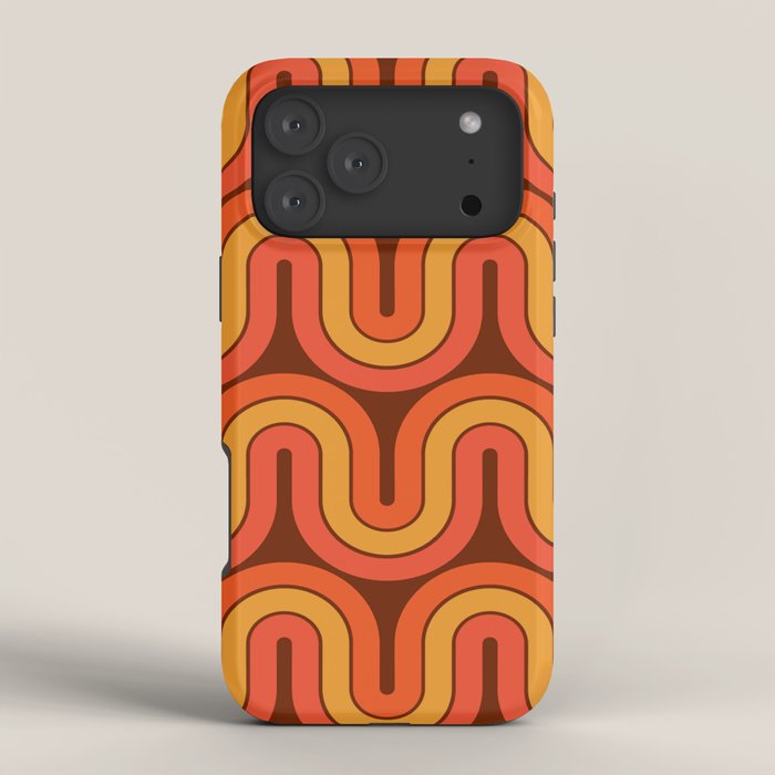 70s Retro Vintage Style Geometric Pattern Autumn Brown Orange and Yellow iPhone Case Gallery Image 4