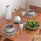 70s Retro Vintage Style Geometric Pattern Autumn Brown Orange and Yellow Placemat Gallery Image 2